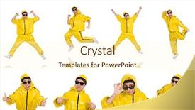  Presentation with performer - Cool new PPT theme with funky music montage - young performer isolated backdrop and a  colored foreground