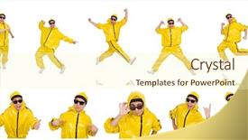  Presentation with performer - Colorful PPT theme enhanced with funky music montage - young performer isolated backdrop and a  colored foreground