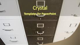  Presentation with funky - Slide deck featuring funky old worn file cabinet background and a tawny brown colored foreground