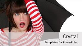  Presentation with funky - Amazing presentation theme having funky woman with an umbrella backdrop and a light gray colored foreground