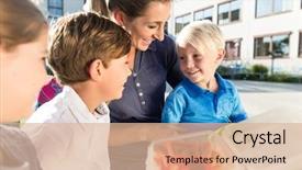  Presentation with school lunch - Audience pleasing PPT theme consisting of funnel - mum and children having veggie backdrop and a lemonade colored foreground