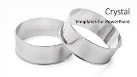  Presentation with molds - Presentation theme enhanced with funnel - stainless steel round cooking molds background and a white colored foreground