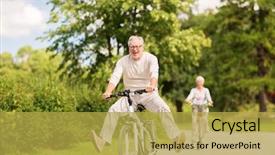  Presentation with active lifestyle - Colorful PPT theme enhanced with funny - active old age people backdrop and a yellow colored foreground