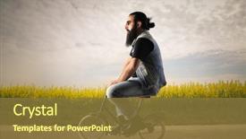  Presentation with bicycle - Amazing presentation design having funny - bicycle rider backdrop and a tawny brown colored foreground