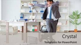  Presentation with fun work - Slide set with funny - businessman having fun taking background and a light gray colored foreground