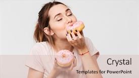  Presentation with pretty girl - Colorful PPT layouts enhanced with funny - close up portrait backdrop and a soft green colored foreground