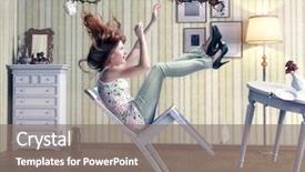  Presentation with falls - Theme enhanced with funny - girl falls from a chair background and a gray colored foreground