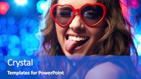  Presentation with hen - Presentation theme having funny - group shot of young women background and a cobalt blue colored foreground