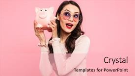  Presentation with long hair - Beautiful presentation design featuring funny - image of lovely woman 20s backdrop and a lemonade colored foreground