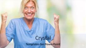  Presentation with winner - Beautiful theme featuring funny - middle age blonde woman wearing backdrop and a light blue colored foreground