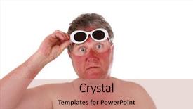  Presentation with lines - Presentation with funny - sunburned man with sunglasses lines background and a coral colored foreground
