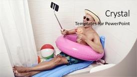  Presentation with blue pink - Presentation design with funny - young caucasian man wearing sunglasses background and a sky blue colored foreground