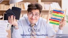  Presentation with accountant - Slide deck with funny-accountant-bookkeeper-working background and a sky blue colored foreground