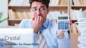  Presentation with accountant - Slide deck featuring funny-accountant-bookkeeper-working background and a light blue colored foreground