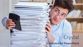  Presentation with accountant - Beautiful PPT layouts featuring funny-accountant-bookkeeper-working backdrop and a light blue colored foreground