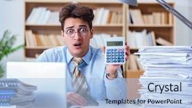  Presentation with accountant - Amazing theme having funny accountant bookkeeper working backdrop and a light blue colored foreground