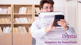  Presentation with accountant - Amazing slides having funny accountant bookkeeper working backdrop and a lemonade colored foreground