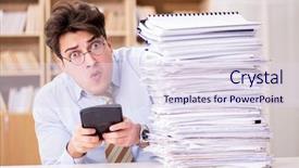  Presentation with accountant - Cool new theme with funny accountant bookkeeper working backdrop and a  colored foreground