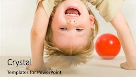  Presentation with head - Beautiful presentation design featuring funny activities - view of boy s head backdrop and a coral colored foreground