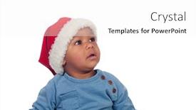  Presentation with baby christmas - Colorful PPT theme enhanced with funny african baby with christmas hat isolated on a white background backdrop and a white colored foreground