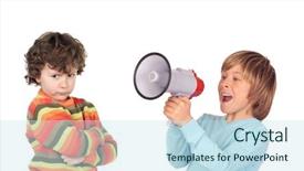  Presentation with angry child - Slides enhanced with funny angry child because his background and a sky blue colored foreground