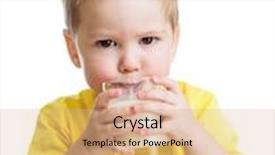  Presentation with angry kid - PPT theme having funny angry kid drinking dairy background and a coral colored foreground