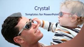  Presentation with father - Amazing presentation design having funny animated - father with the child backdrop and a sky blue colored foreground