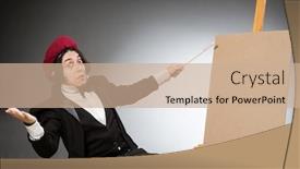  Presentation with artist - Audience pleasing presentation theme consisting of funny-artist-in-dark-studio backdrop and a coral colored foreground