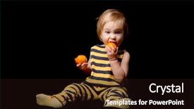  Presentation with black baby - Slide set enhanced with funny baby dressed as a bee eating an orange on black background background and a wine colored foreground