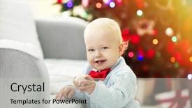  Presentation with baby tree - Colorful slide set enhanced with funny baby on soft carpet near sofa and christmas tree on background backdrop and a light gray colored foreground