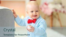  Presentation with baby tree - Slide deck consisting of funny baby on soft carpet near sofa and christmas tree on background background and a light blue colored foreground