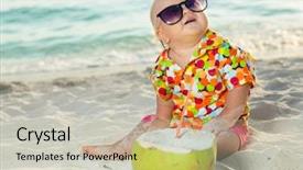  Presentation with coconut - Presentation design featuring funny baby wearing sunglasses background and a mint green colored foreground
