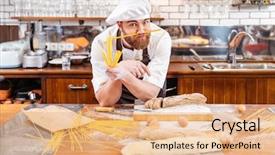  Presentation with ethical desicion making and ethical leadership - Presentation theme enhanced with funny bearded baker making moustache background and a coral colored foreground