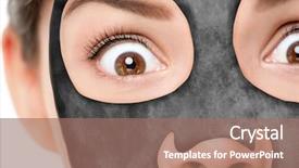  Presentation with beauty product - Cool new PPT layouts with funny beauty facial treatment woman backdrop and a coral colored foreground