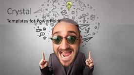  Presentation with management - Colorful presentation enhanced with big head on small body backdrop and a light gray colored foreground