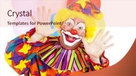  Presentation with balloons - Presentation featuring funny birthday clown with balloons background and a coral colored foreground