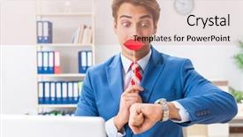  Presentation with fake braces - Colorful theme enhanced with funny bisinessman with fake lips backdrop and a coral colored foreground