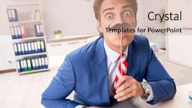  Presentation with funny - Colorful PPT layouts enhanced with funny bisinessman with fake moustache backdrop and a coral colored foreground