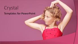  Presentation with emotions - Presentation design consisting of funny-blonde-girl-with-pigtails background and a coral colored foreground