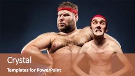  Presentation with body - Colorful presentation theme enhanced with funny body builders backdrop and a coral colored foreground