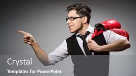  Presentation with boxer - Amazing presentation having funny boxer businessman in sport concept backdrop and a gray colored foreground