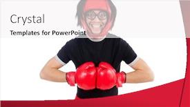 Presentation with boxer - PPT layouts featuring funny boxer isolated on the white background and a white colored foreground