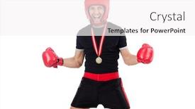  Presentation with boxer - Cool new theme with funny boxer isolated on the white backdrop and a white colored foreground