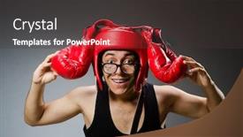  Presentation with boxer - Amazing theme having funny boxer with red gloves against dark background backdrop and a dark gray colored foreground