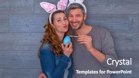  Presentation with christian easter jesus risen - Cool new PPT theme with funny brush coloring easter couple backdrop and a ocean colored foreground