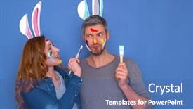  Presentation with brush - Theme with funny brush coloring easter couple background and a ocean colored foreground