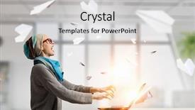  Presentation with internet surfing - Theme with funny business - she is surfing the internet background and a light gray colored foreground