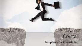  Presentation with gap - Beautiful theme featuring funny business man jumping backdrop and a light gray colored foreground