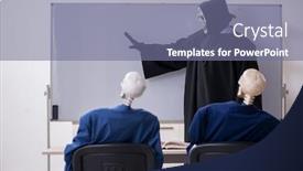  Presentation with skeletons - Audience pleasing presentation design consisting of funny-business-meeting-with-devil backdrop and a gray colored foreground