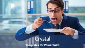  Presentation with gold - PPT layouts consisting of funny businessman eating gold coins background and a  colored foreground